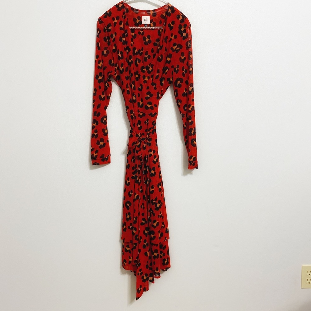 CAbi Red Leopard Print Midi Dress - Picture 3 of 9
